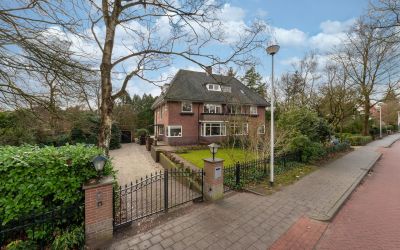 Moderne woonkamer in Zeist met groene bank en donkere boekenkast